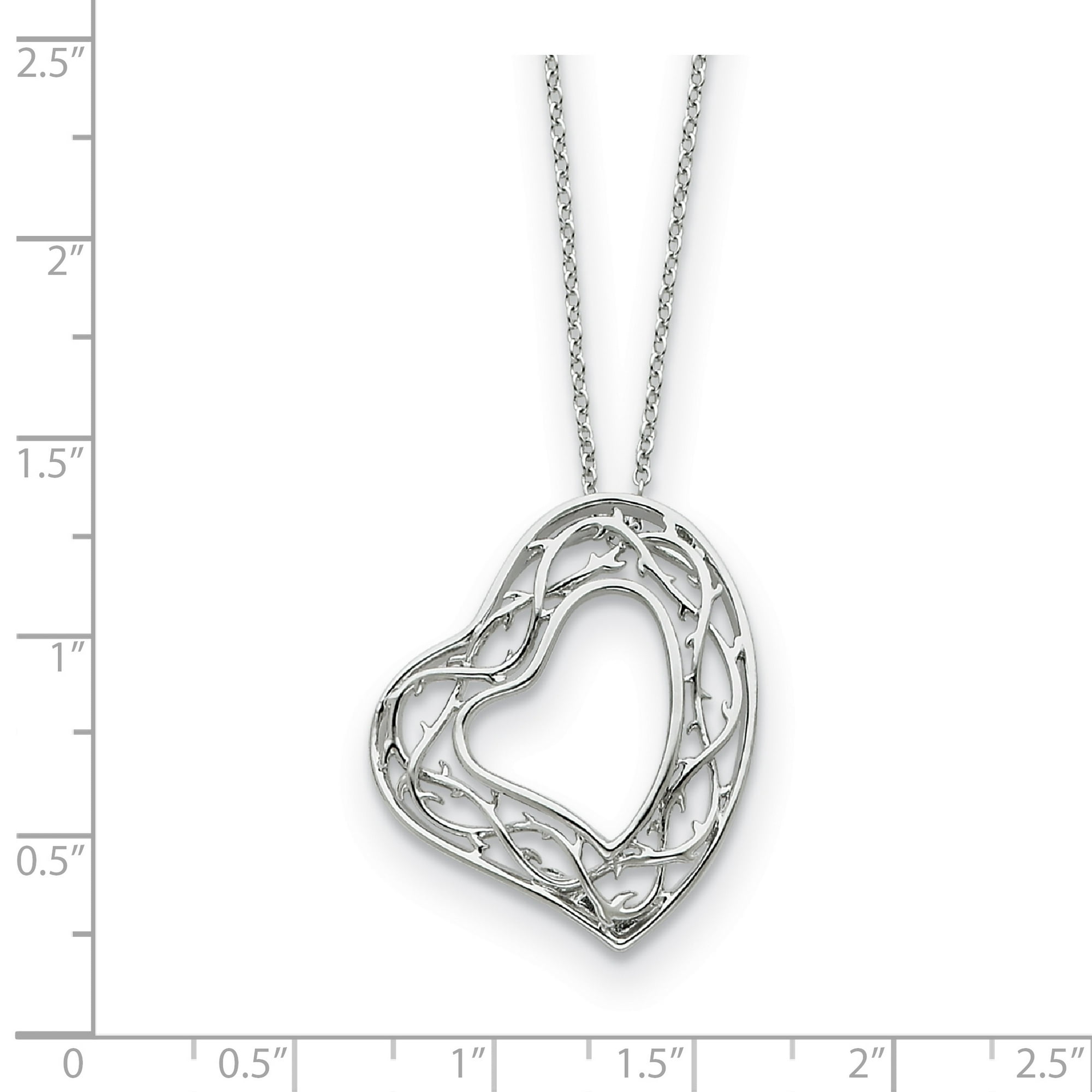 925 Sterling Silver Amazing Love 18in Heart Pendant Necklace Charm Chain 18